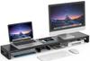 EAYHM Dual Monitor Stand with USB Port and Two Outlets, Desktop Stand for Dual-Screen Displays, Adjustable Width In 3 Settings (100-110cm),