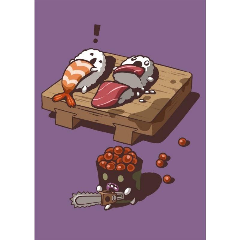 

Суши-еда мультфильм картина плакат холст печать суши милая иллюстрация настенное искусство картина кухня японская еда настенный декор 21cm×30cm NoFrame