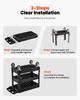 Utility Service Cart, 3 Shelf 550LBS Heavy Duty Plastic Rolling Utility Cart with 360° Swivel Wheels (2 with Brakes), Medium Lipped Shelf, Ergonomic