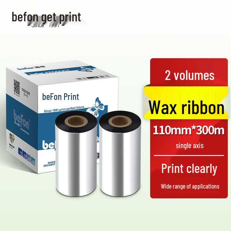 Befon 002 Wax Thermal Transfer Ribbon 110mmx300m (2 Rolls)