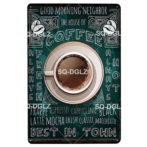 SQDGLZCOFFEE Menu Metal Sign Vintage Plaque Plate Decor For Pub Bar Wall Decor Break Coffee Tin Signs Retro Paris Cafe Poster