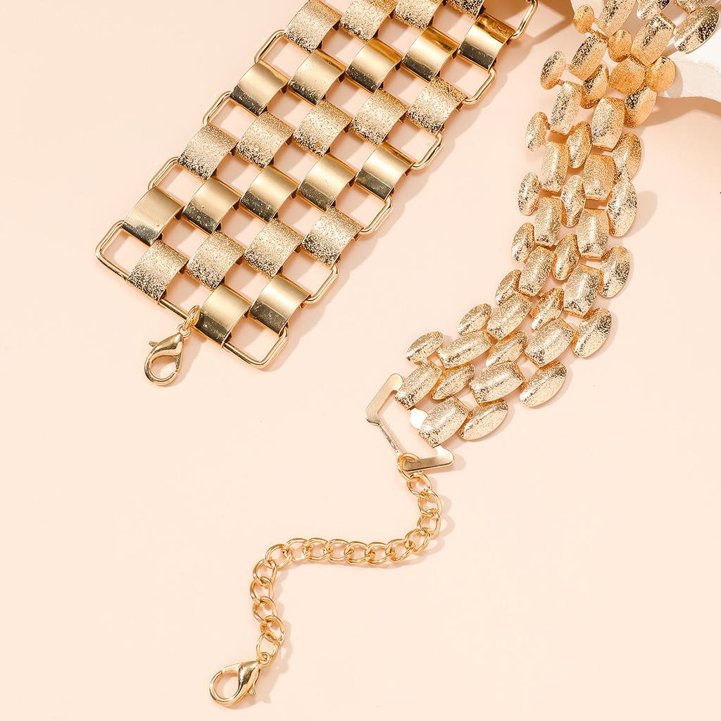 Oversized Openwork Chain Set - Bold European Necklace & Bracelet