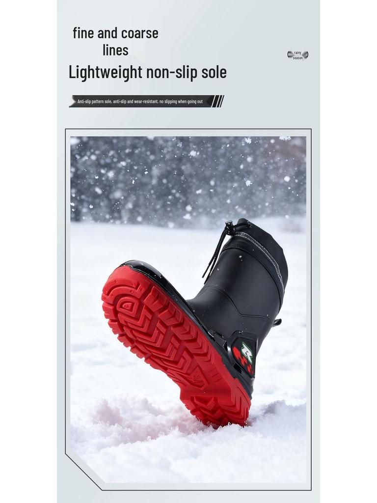 Men's Warm Non-Slip Durable Rain Boots for Food Delivery, Fishing, and Gardening
