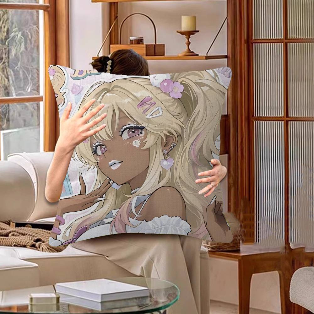 Gyaru Subculture Girls ANIME Retro Decorative Room Aesthetics Pillow Case Home Decor Bedroom Sofa Bed Couch Pillow Cover 45x45
