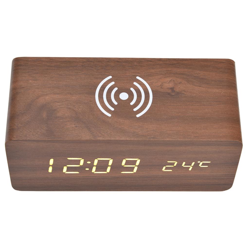 Digital Alarm Clock Wireless Charging Automatic Temperature Detection Safe Stable LED Electronic