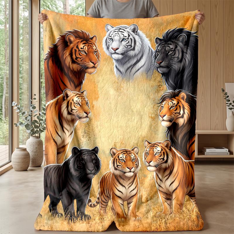Tiger Dance in Nature Theme blanket Lightweight Warm Flannel Blanket Decorative Throw Blanket for Home Decoration