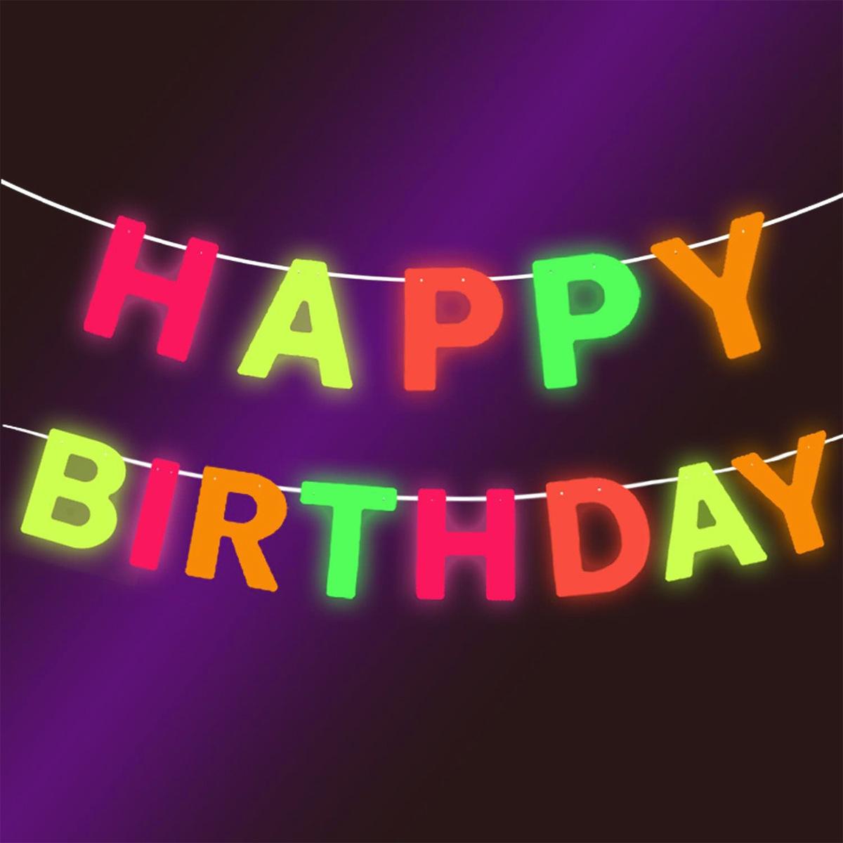 

Fluorescent Party Birthday Decoration Neon Luminous Ball Happy Birthday Flag Fluorescent Happy Birthday Flag