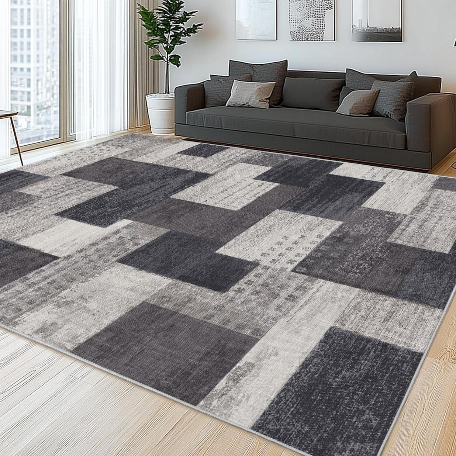 

Retro Style Plaid Carpets Machine Washable Living Room Carpet Home Decoration Sofa Table Floor Mat Non-slip Foldable Bedroom Rug 50X80cm