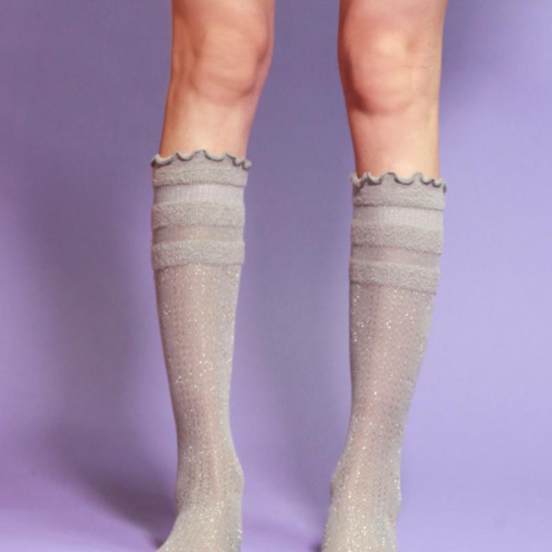 RNOT TWINKLE LACE KNEE SOCKS_GRAY