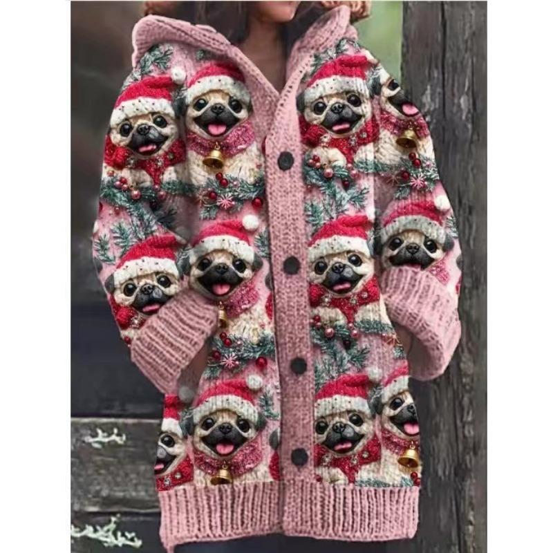 S-5XL for 2025 New 3D Printed Autumn and Winter Jacket Thickened Hooded Cardigan Sweater