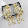 Gold Sequined Beaded Cloth Sticker Mesh Yarn Hollow Embroidery Applique Clothing Dress Performance Clothes To Flower Cloth Sticker Accessories