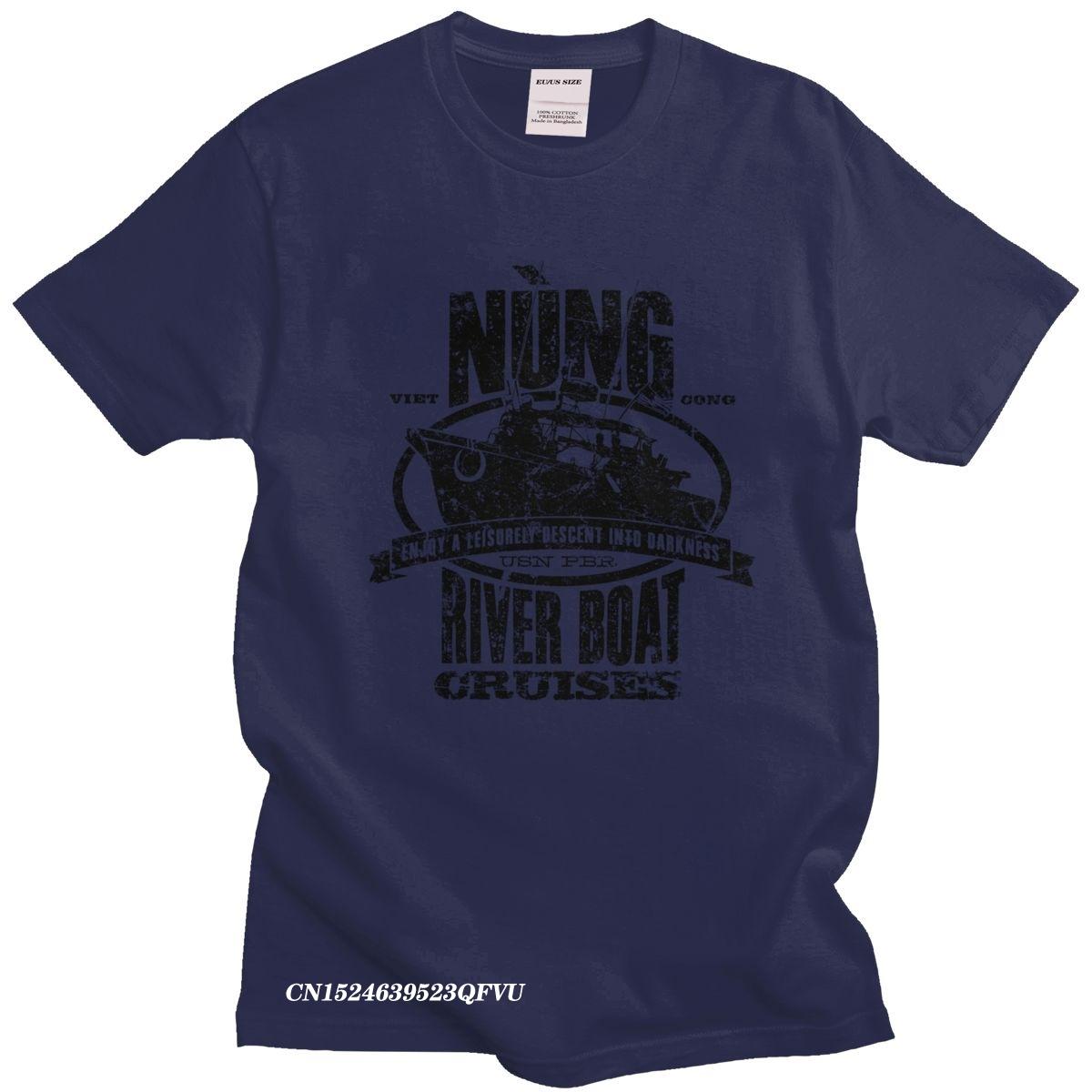 

Vintage Nung River Boat Cruises Men Cotton TShirt Round Neck Camisas Mend Vietnam War Tee Veteran Tshirt Clothing Gift 4XL