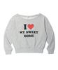 YOUHEE I Love Off Shoulder Sweatshirts Melange Gray