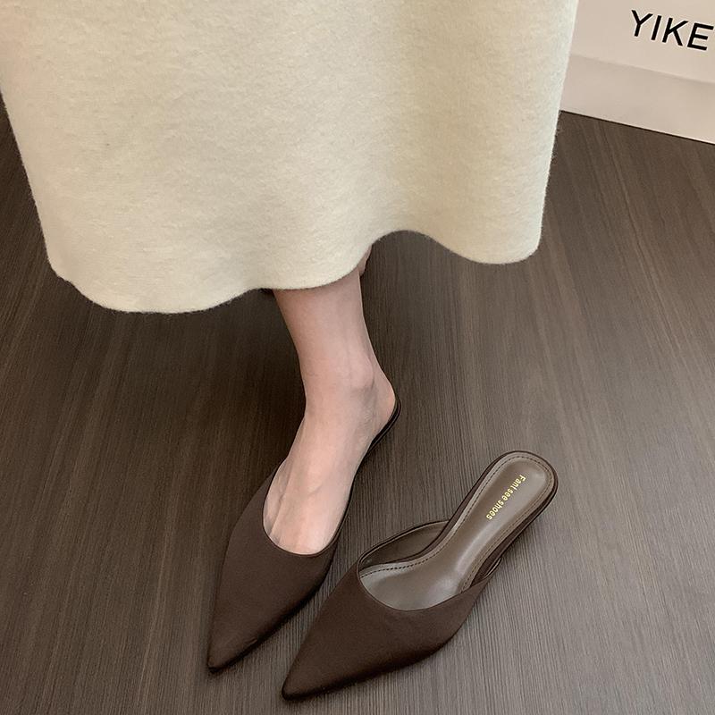 Fashion Summer Fashion Pointed Toe Mules Women Slippers Casual Dress Street Style Slides Ladies Slip On Shoes