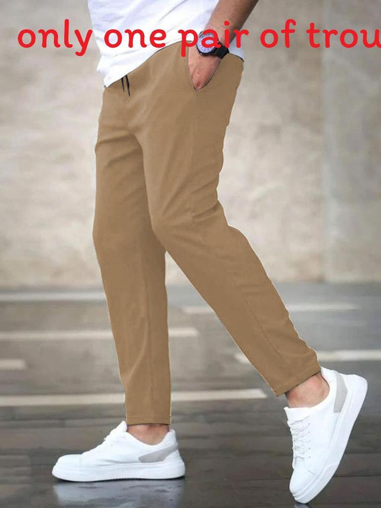 Men Casual Nine Pants With Polyester Fabric For Autumn Everyday Wear