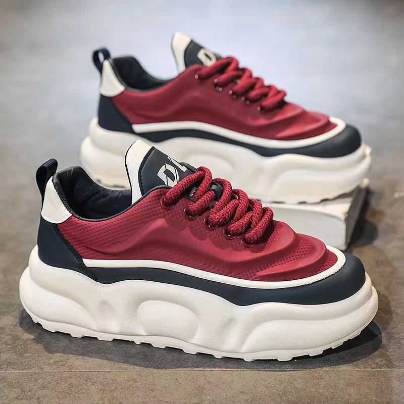 Chunky Sneakers Mens Designer Board Shoes Fashion Casual Microfiber Leather Fabric Breathable Increased Internal Platform Shoes