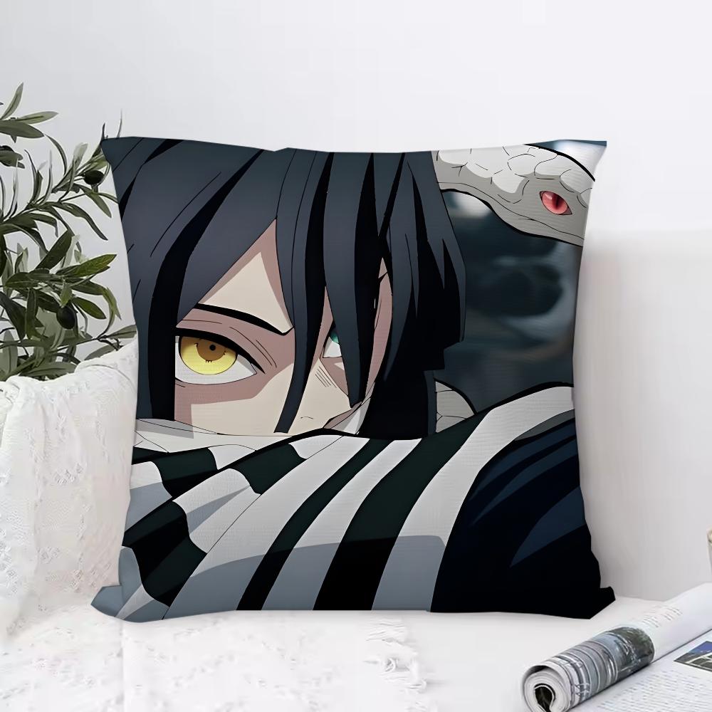 D-Demon S-Slayer Anime Iguro O-Obanai Pillow Case Pillowcase Anti-dustmite Pillow Invisible Zipper Silky Short Plush Sofa Cushio