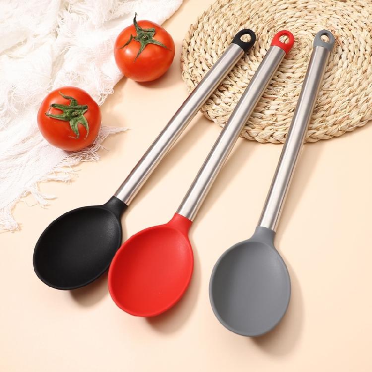 Practical Silicone Utensils Serving Spoon for Efficient Stirring and Scooping with Soft Grip and Spill Proof Assurances