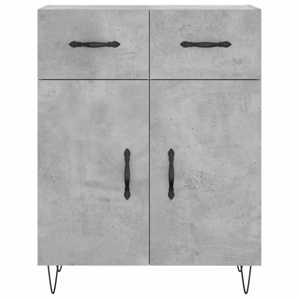 Vidaxl Witrynka, Szarość Betonu 69,5X34X180 Cm Materiał Drewnopochodny