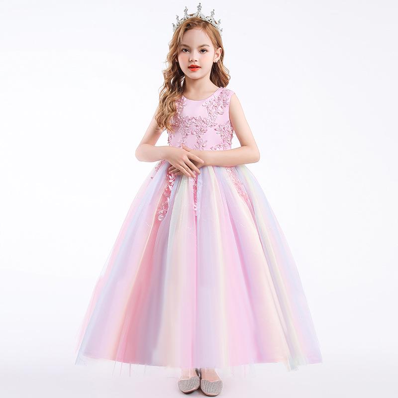 Children's Puffy Tulle Princess Wedding Dress, Ages 3-15, June 1st Girls' Performance Costume