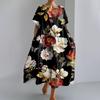 Damesmode Gradient Print Ronde Hals Korte Mouw Losse Grote Zak Jurk