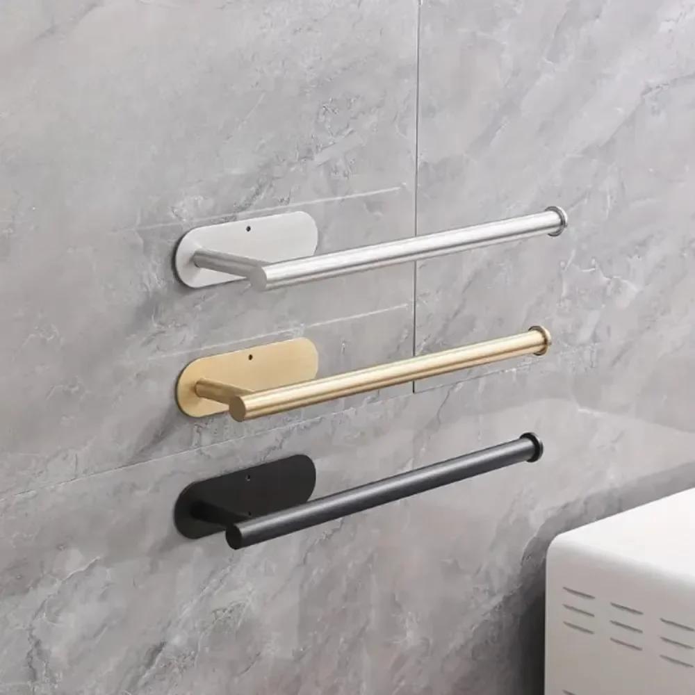 Stainless Steel Paper Towel Holder, Self-adhesive Kitchen, Paper Roll Holder, Bathroom, Non-punched, Extended Storage Shelf