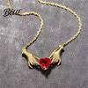 Vintage Style Alloy Necklace Hands Holding Heart Necklace Red Cubic Zirconia Meaningful Valentine Day Jewelry Gold-Tone Romantic Dainty for