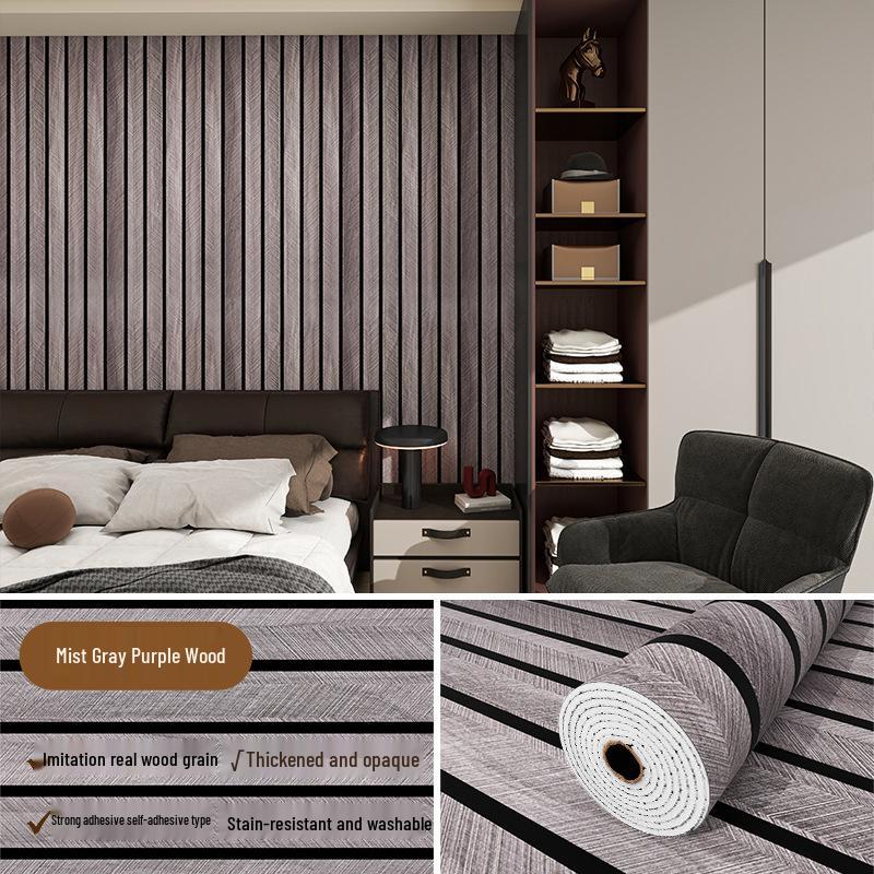 Tapet Autoadeziv 3D cu Aspect de Lemn pentru Fundal TV și Pereții Dormitorului