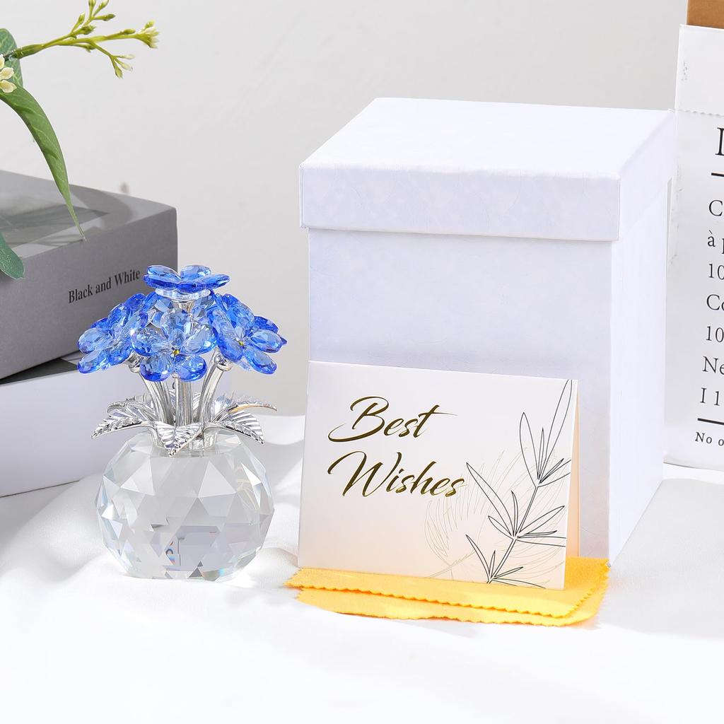 Blue K9 Crystal Forget Me Not Crystal Flower Perfect for Wedding or As a Gift for Friends or Sisters Figurine, Women's Birthdays, Anniversaries,