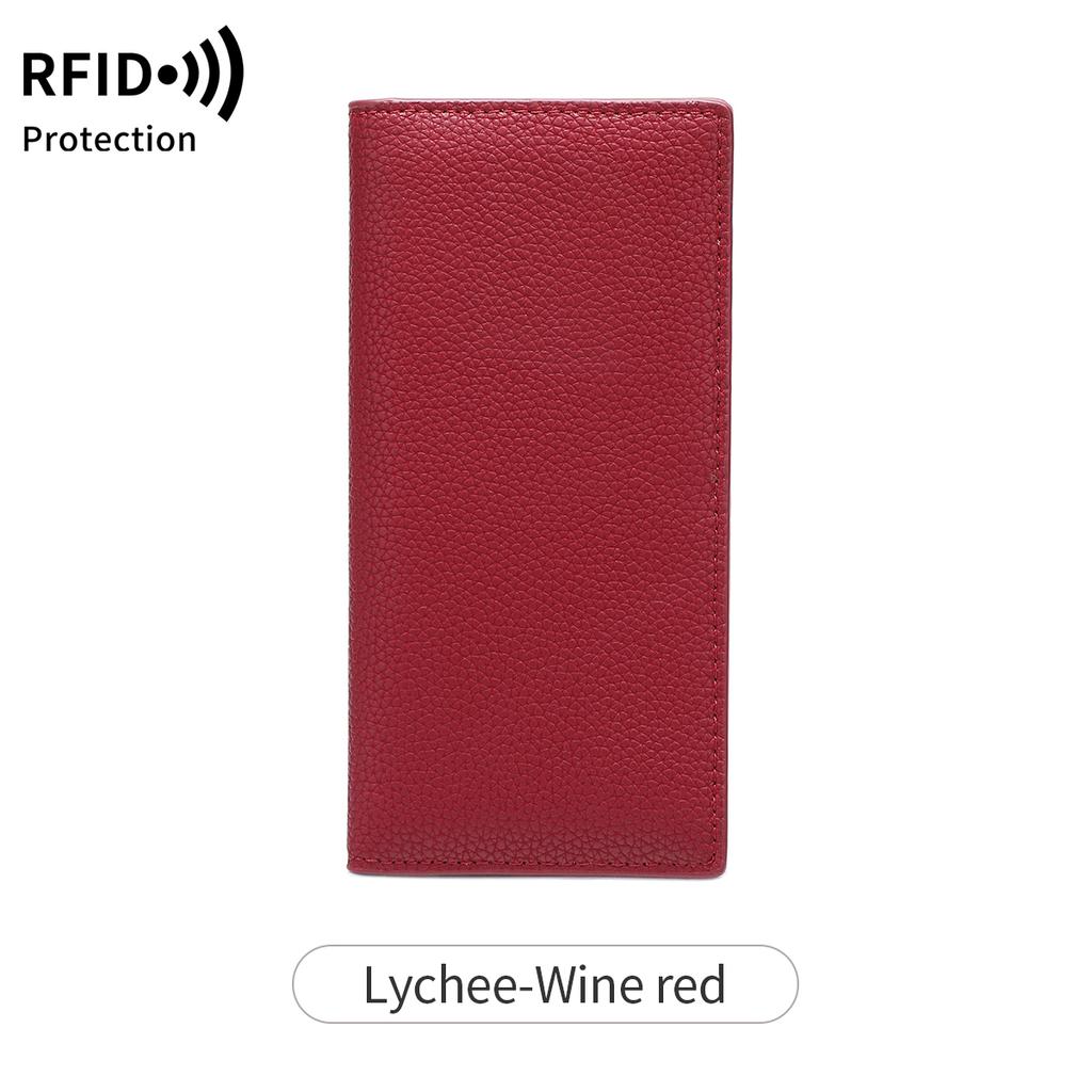 Portefeuille Minimaliste Ultra-fin pour Femme Blocage RFID Porte-cartes de Crédit Pliage Bifold Long Portefeuille pour Femme Couleur Unie Pochette Portable