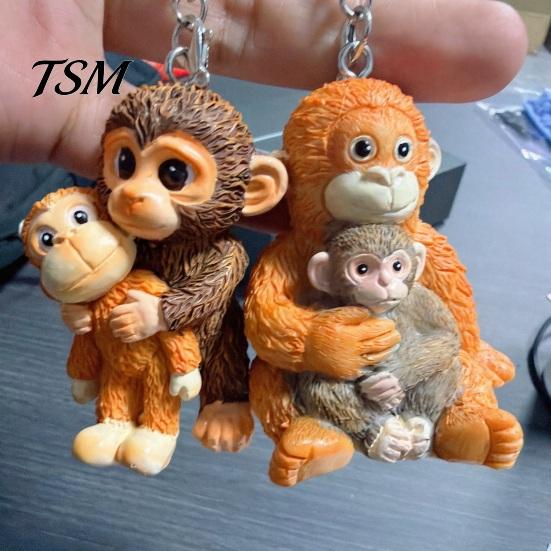 Small Monkey Lover Gift 3D Punch Keychain, Protect The Hanging Ornament, Orangutan Plush Toy Accessory Cute Resin And Keyring for Backpack Purse