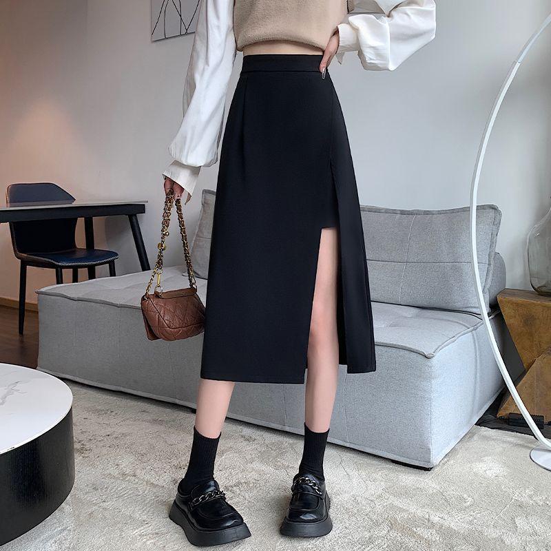 

Универсальная черная миди-юбка А-силуэта 2024 - Без разреза, с высокой талией, стройнящая, удобная XS