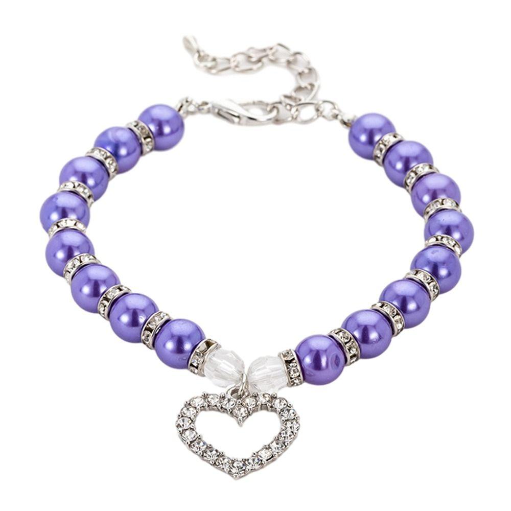 Imitation Pearl Cute Dog Necklace Pet Collar Accessories Jewelry Neck Chain For Small Dogs Large Dog Cats 5 colors