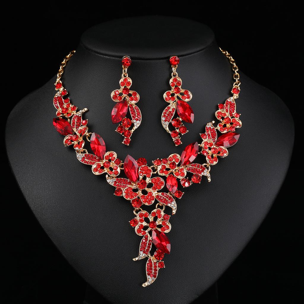 Jewelry Set Necklace Earrings Three-Piece Set Bridal Wedding Dress Accessories
