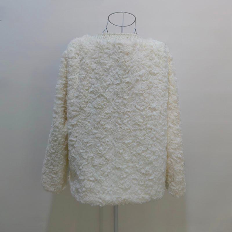 Korean Fashion Lamb Wool Coats Women Streetwear O-Neck Faux Fur Jackets Woman 2024 Autumn Winter Thick Warm Plush Coat