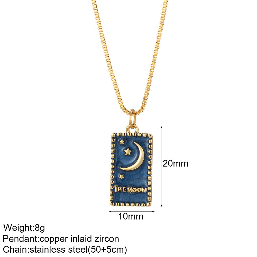 Evil Blue Eye Necklace for Women Cute Heart Boho Moon Star Pendant Gold Color Long Stainless Steel Chain Collars Fashion Choker