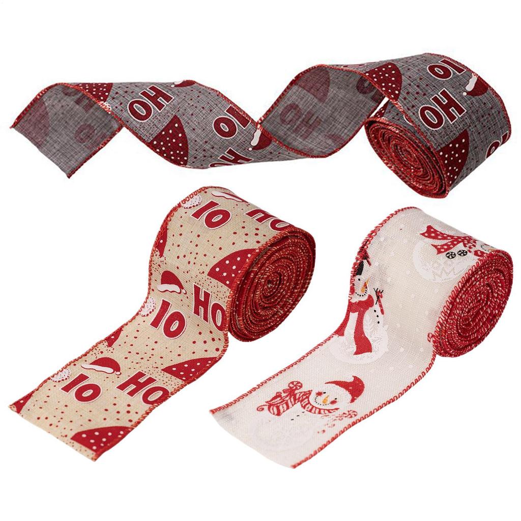 Christmas Tree Ribbon Burlap Dot Craft Christmas Wreath Ribbon 3 Rolls For Fall Autumn Halloween Tree Trimming Wreath Making
