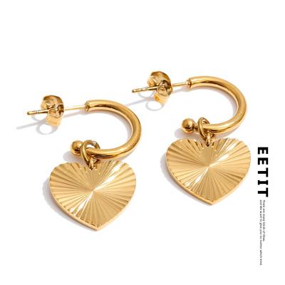 Fashion Stainless Steel Heart Drop Dangle Earrings for All Occasions Valentine's Day Gift Charm Classic Jewelry Rust Proof