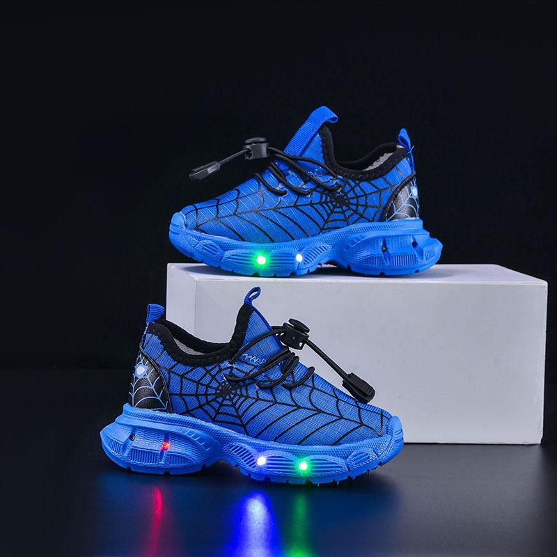 Children's LED Light-emitting Sports Shoes Spring and Autumn Boys Sports Breathable Comfortable Casual Shoes