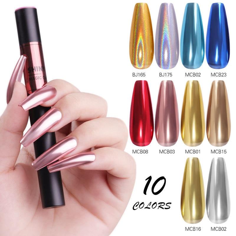 Nail Art Glitter Magic Mirror Pen Pudră Pernă de aer Laser holografică Pigmenți solizi Gel UV Instrument de manichiură