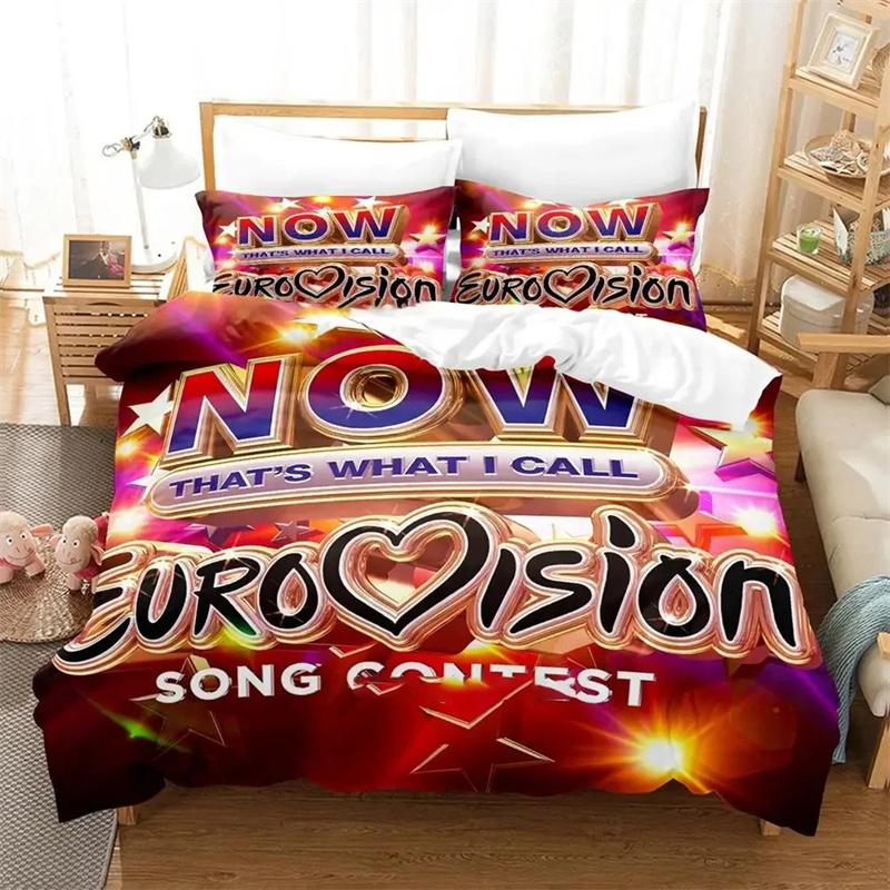 Set Biancheria da Letto Eurovision Song Contest Stampati in 3D Set Raffinato di Biancheria da Letto Copripiumino Set Copripiumino Lussuosi Regali di Compleanno
