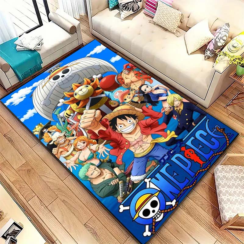 One Piece Straw Hat Pirates Square Floor Mat Living Room Bedroom Decor,Cartoon Welcome Mat