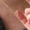 Full Paved Tiny Stone Hollow Circle Pendant Thin Chain Women Minimalist Neck Jewelry