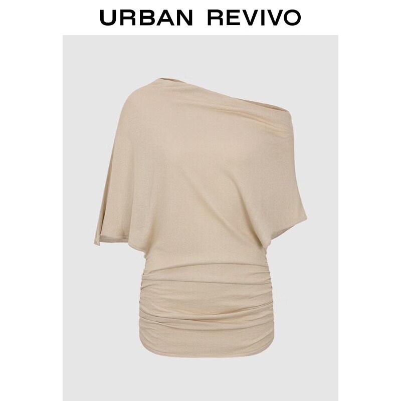 UR Women s Asymmetrical Ruched Knit Top M легкие хаки