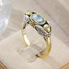 Vintage Handmade Butterfly with Blue Synthetic Zirconia Two Tone Ring Women's Elegant Exquisite Banquet Anniversary Fine Jewelry