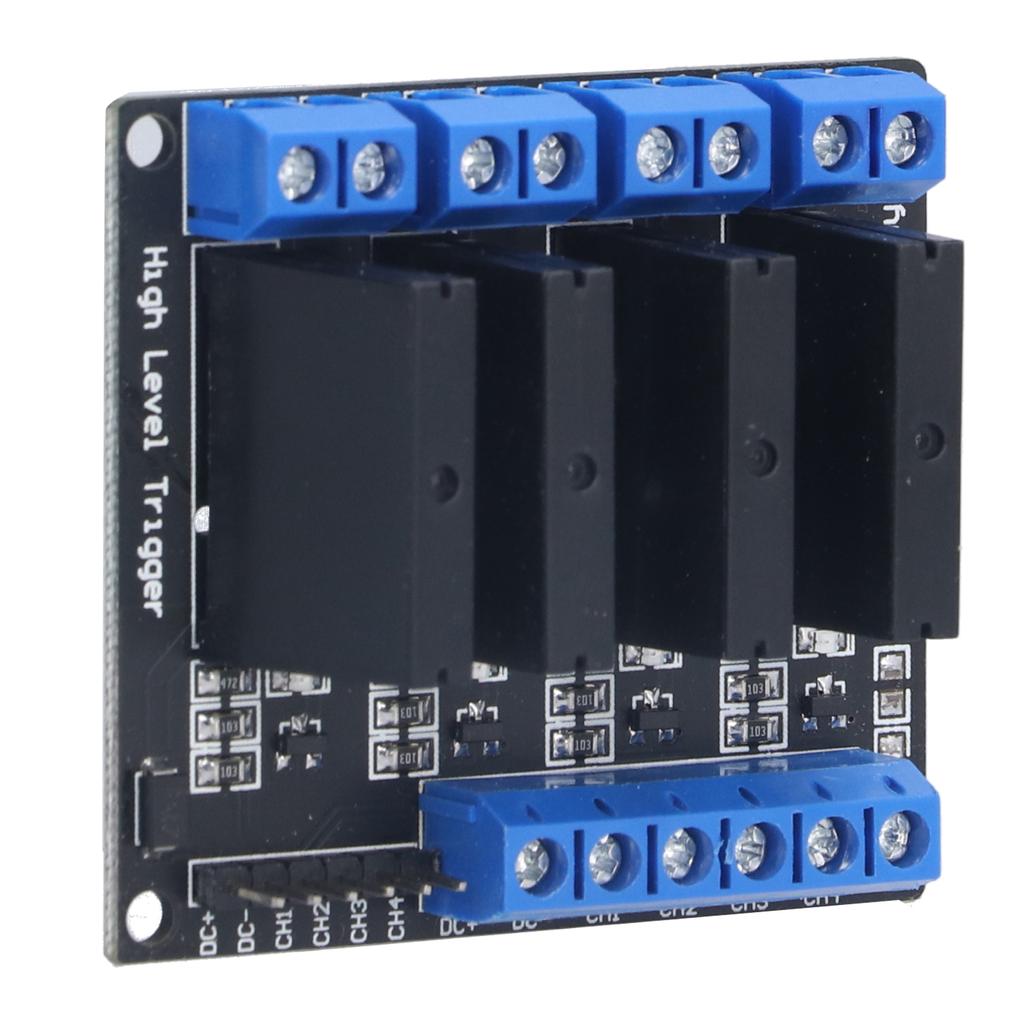 Relémodul 4-kanals halvlederrelemodul med sikring for DIY-elektronikentusiaster