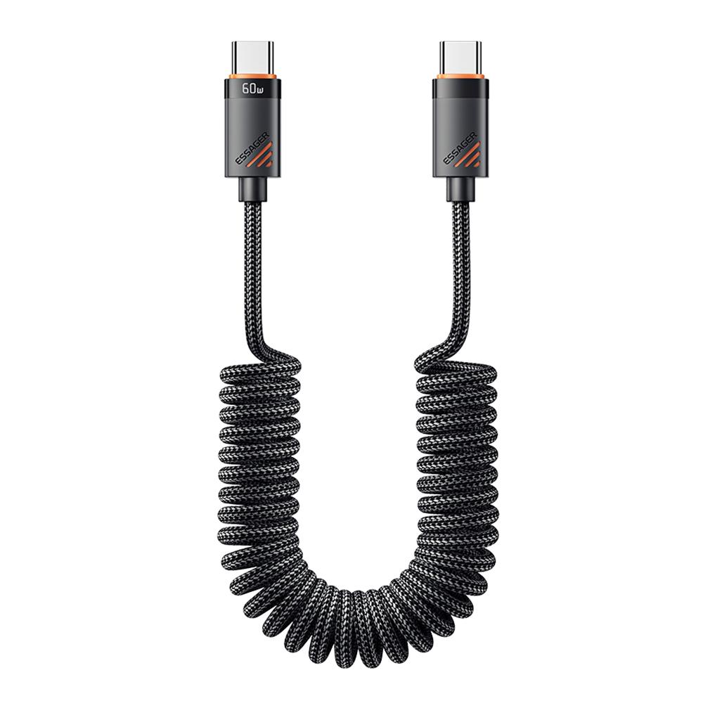 

ESSAGER Spring Data Cable Type-C to Type-C 60W Fast Charging Cable 1.2m A