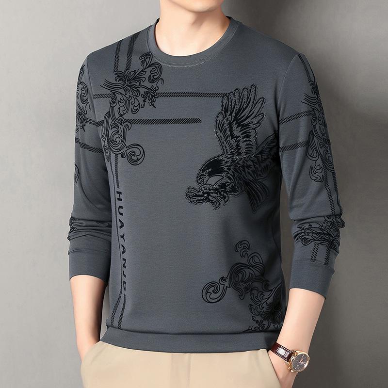 

Мужской флисовый свитшот с круглым вырезом и длинными рукавами на 2025 год - Повседневный свободный крой для осени/зимы M (100-120 jin)