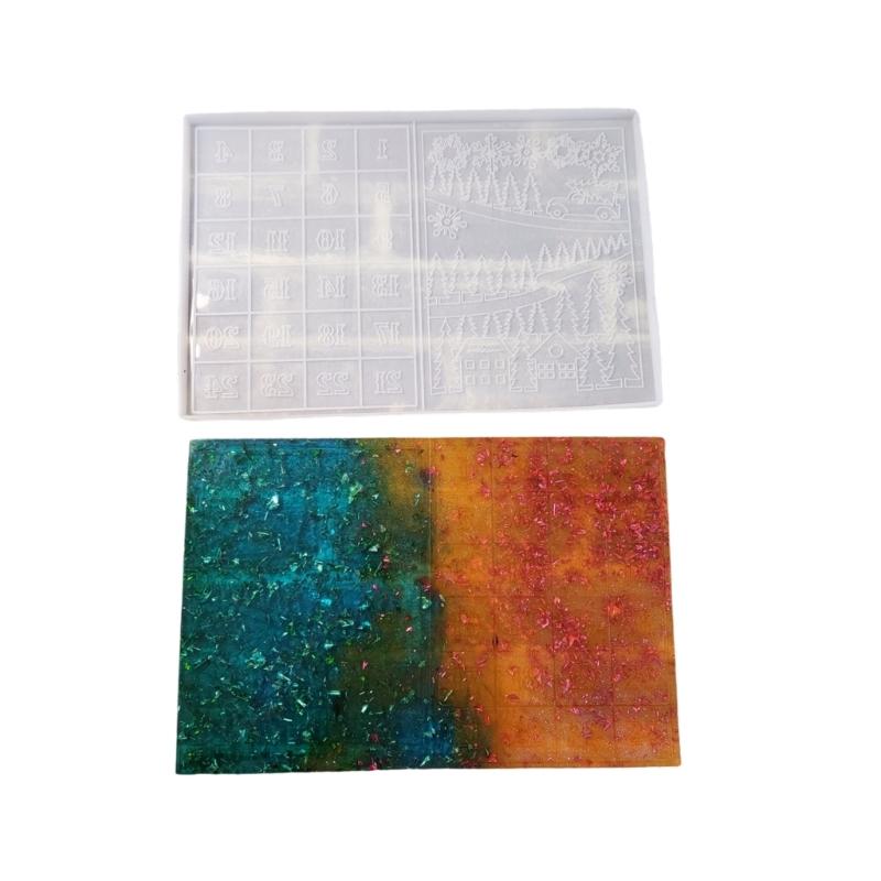 

Flexible Festival Christmas Advent Calendar Wall Decors Pendant Silicone Mold for DIY Resin Art and Home Ornaments 1