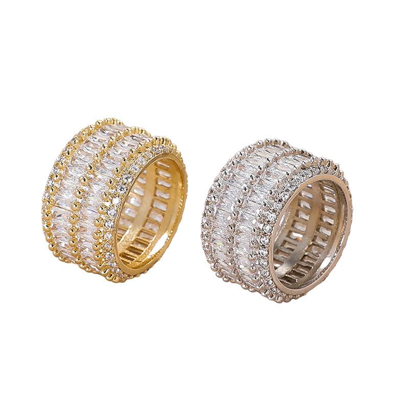 Vintage Hip Hop Ring Does Not Fade Niche Ins Style Couple Copper Zircon Ring